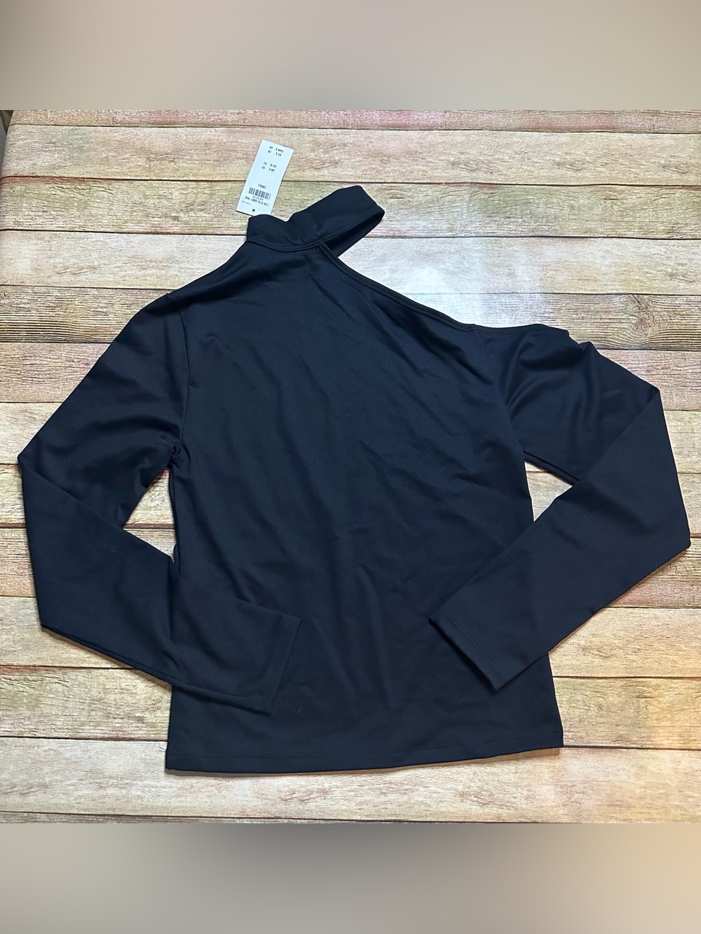 Abercrombie & Fitch Black One-Shoulder Long Sleeve Top